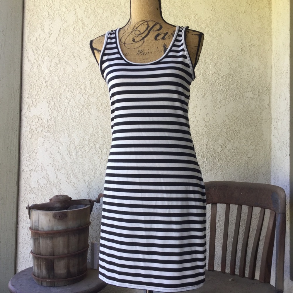 Derek Heart Black White Stiped Tank Dress La…